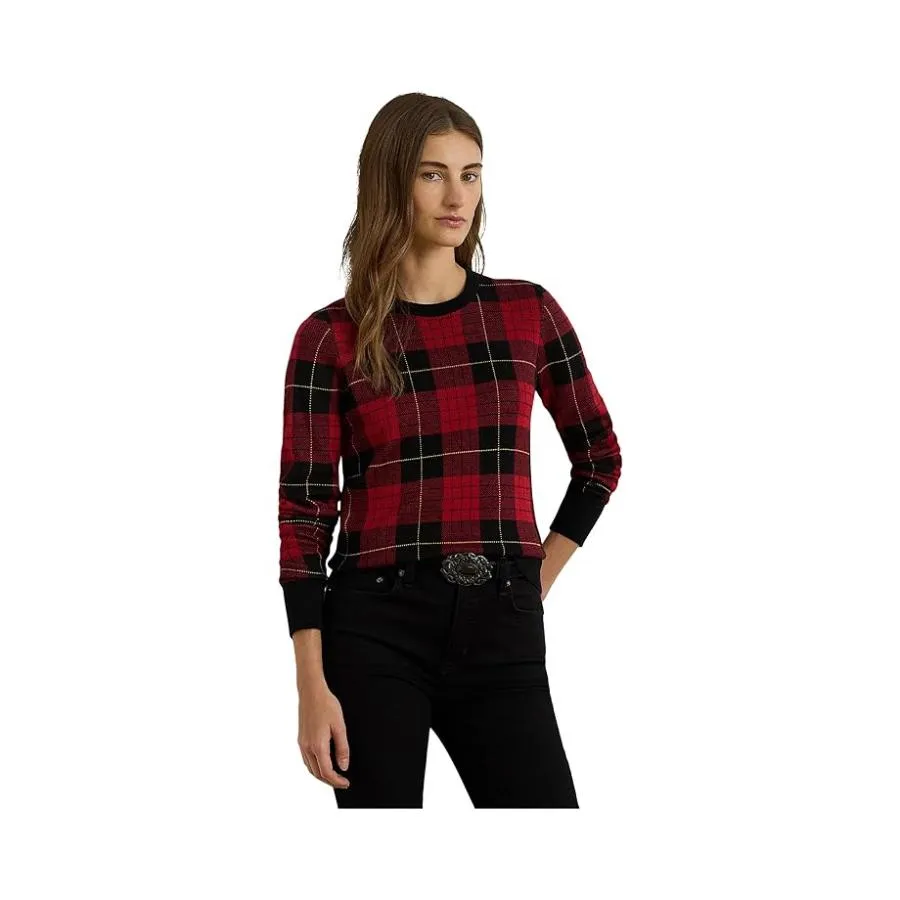 ラルフ・ローレン Lauren Ralph Lauren Plaid Cotton-Blend Sweater レディース Sweaters Blac