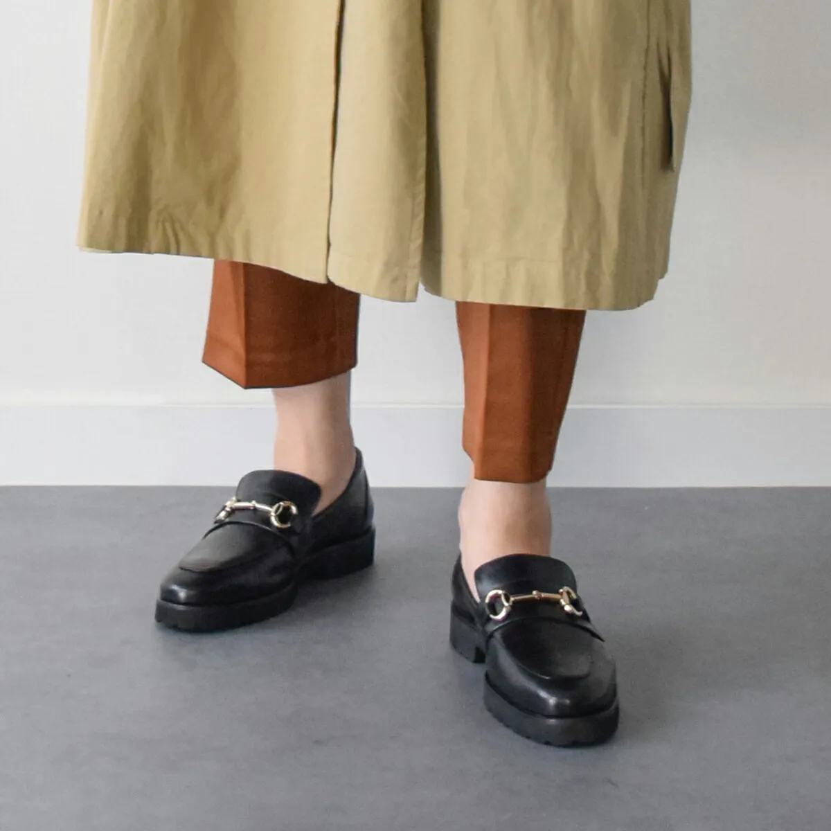 PASCUCCI◆2.8cmヒール◆ラウンドトウベーシックビットローファー／パスクッチ（PASCUCCI）
