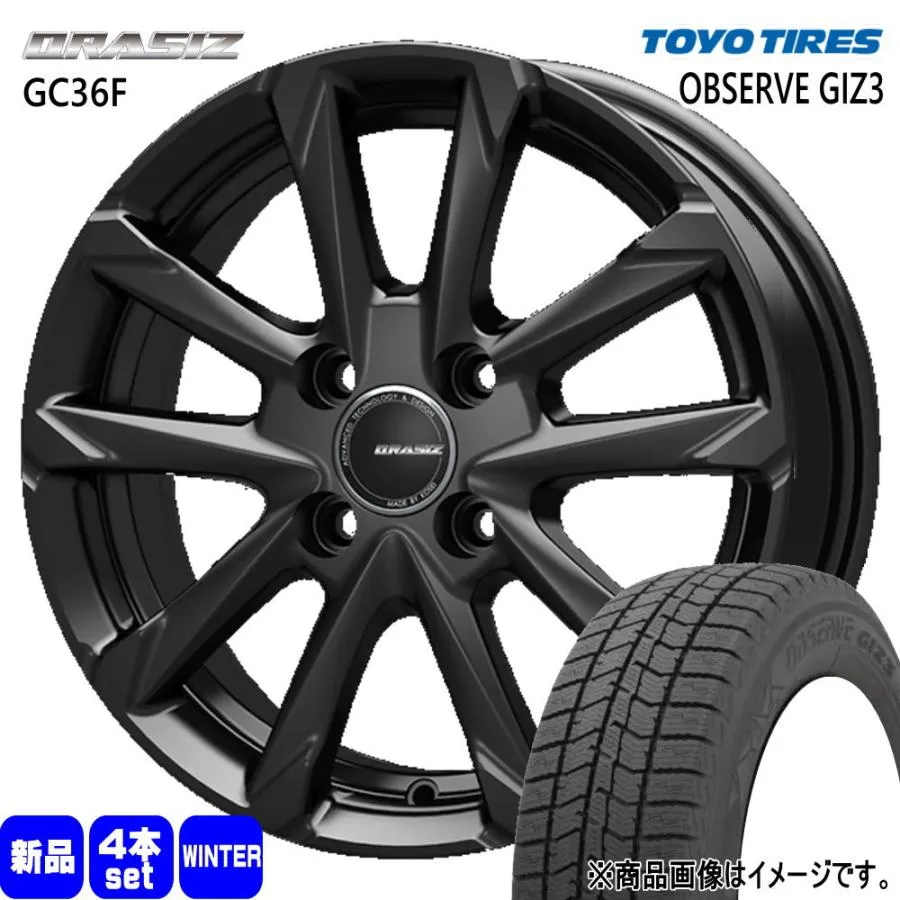 ライズ ロッキー ガソリン車 トーヨータイヤ 195/65R16  OBSERVE GIZ3 冬用 スタッドレスタイヤ QRASIZ GC36F 16インチ