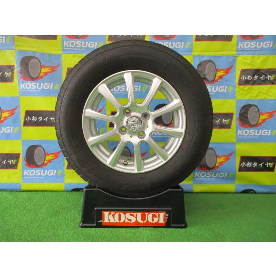 185/70R14 グッドイヤー ナビ7 5.5J-14 4H100 +45 ジョーカー アクア ノートなど 中古スタッドレスセット 4本 【Y6 大和店】