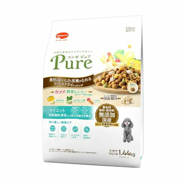 【3個セット】 日本ペットフード コンボ ピュア ドッグ ダイエット 1.44kg 安心素材