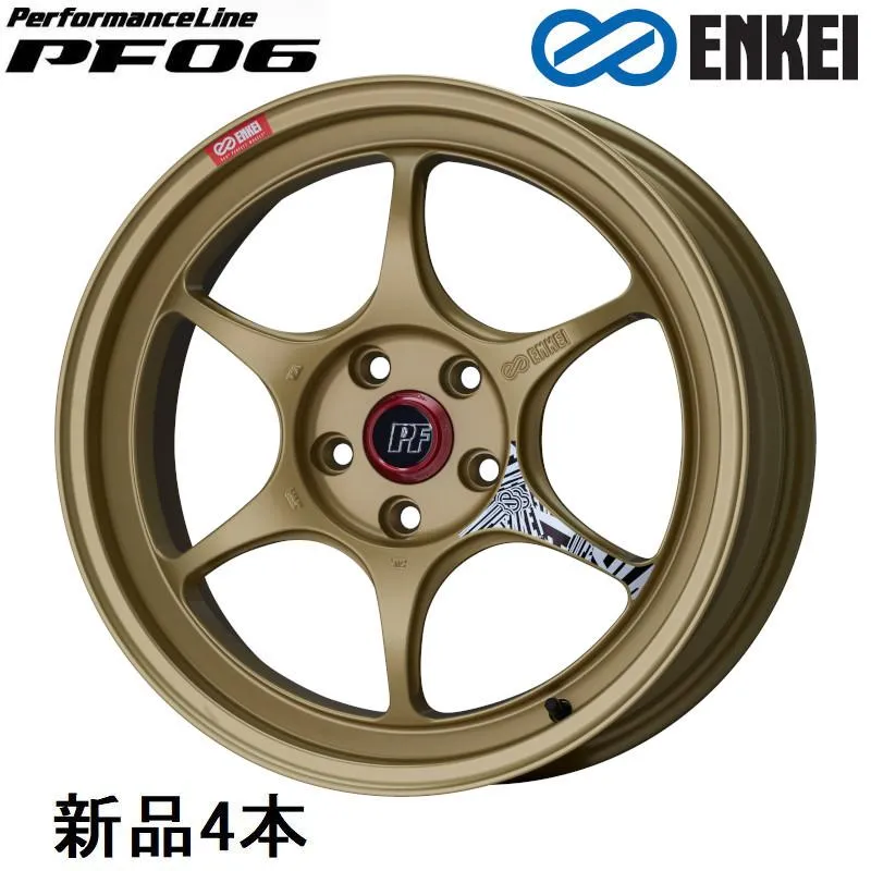 エンケイ パフォーマンスライン PF06 17インチ 17x9.5J +15 PCD114.3 5穴 Gold ホイール 4本 ENKEI
