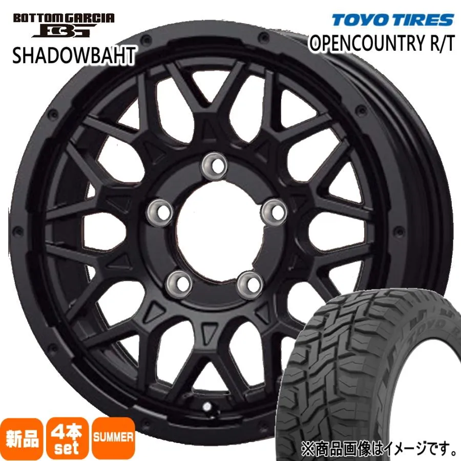 スズキ JB74W ジムニーシエラ 専用  トーヨータイヤ 215/70R16 100Q OPENCOUNTRY R/T 夏用 サマータイヤ BOTTOM GARCIA SHADOWBAHT 16インチ