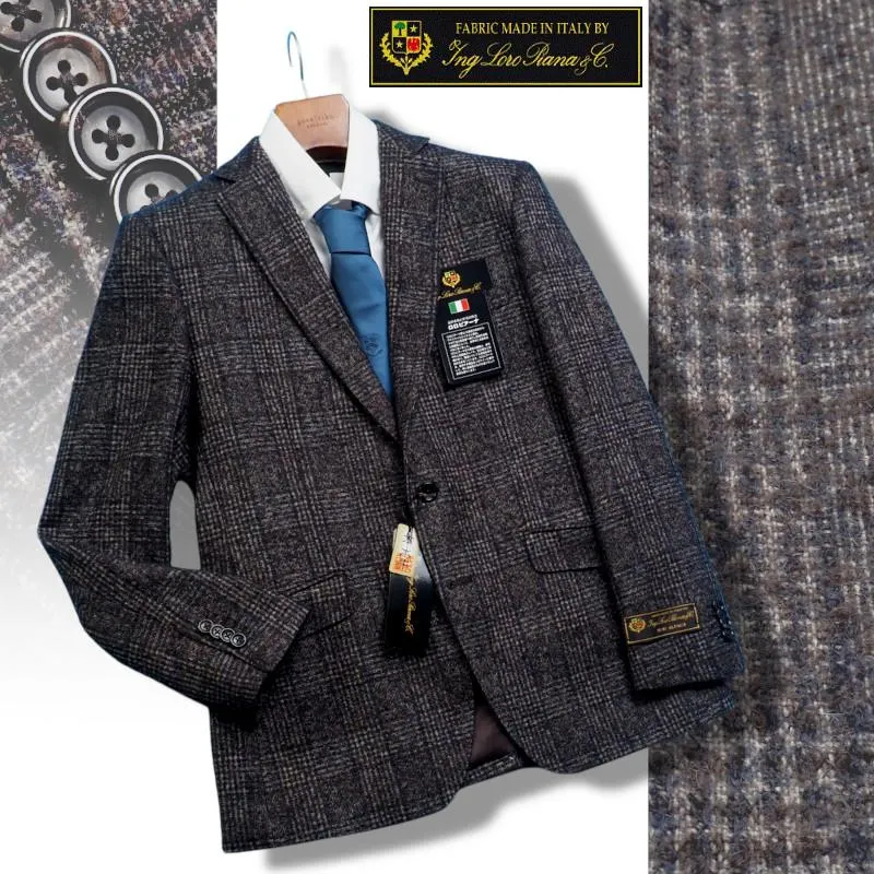 新品9.6万円 大手百貨店扱い 秋冬『Loro Piana ロロピアーナ SURI ALPACA 伊製生地』ブークレ ジャケット A5茶(E) 3051290