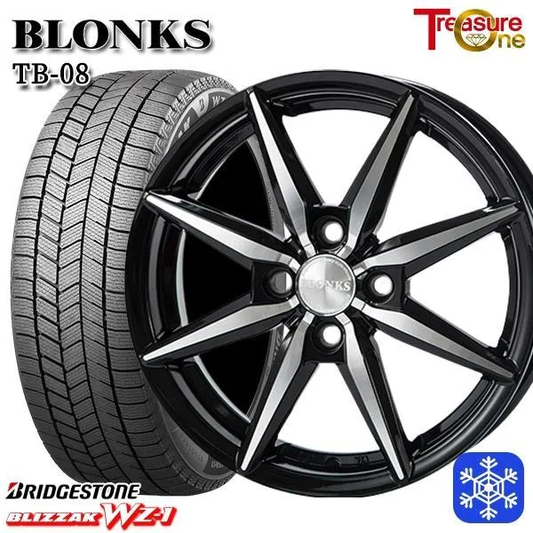 高崎 新品 冬セット ブロンクス TB-08 18x7.0J +50 4H100 ブリヂストン ブリザック WZ-1 175/55R15インチ