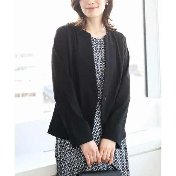 OFUON / オフオン [セットアップ対応]ストレッチキーネックデザインカラーレスジャケット/洗える/WEB限定サイズあり