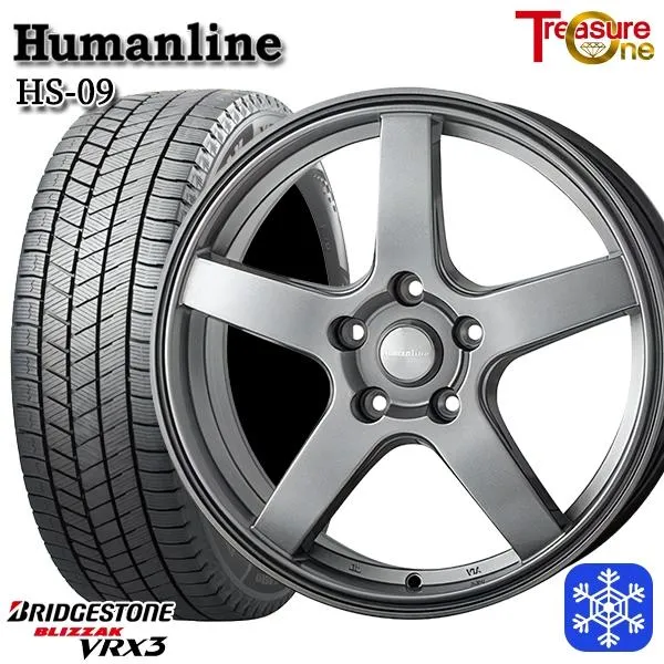 215/50R17インチ ブリヂストン ブリザック VRX3 5H114.3 スタッドレスタイヤホイールセット ヒューマンライン HS09 DG