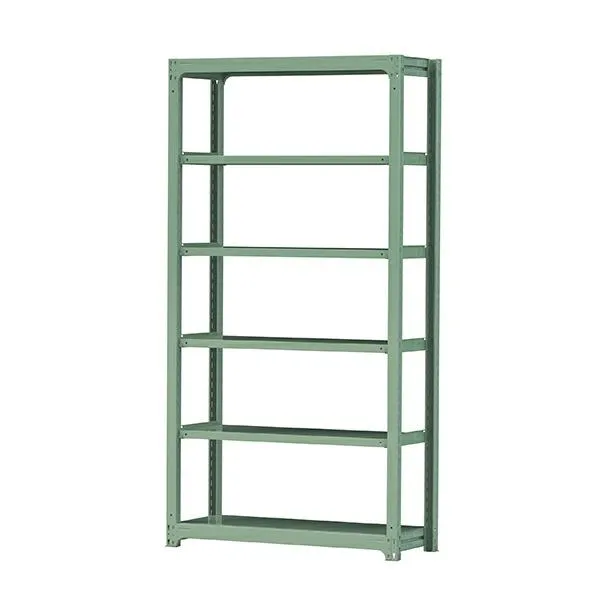 ●u.ヤマキン/山金工業【5S8448-6G】ボルトレス中量ラック(500kg/段) 6段 単体 高さ2400mm ライトグリーン 組立式