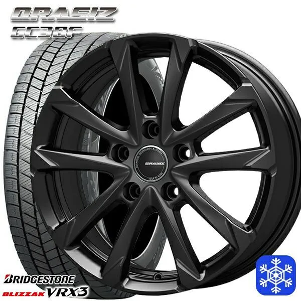 205/65R15インチ ブリヂストン ブリザック VRX3 5H114.3 スタッドレスタイヤホイール4本セット クレイシズ GC36F ブラック