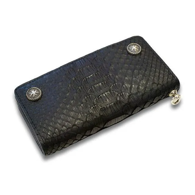 【HWZN BROSS/ハウゼンブロス】「Diamond Python Leather Long Wallet/ダイアモンドパイソンレザーロングウォレット」(Silver925)(ハーレー/ウルフパック)