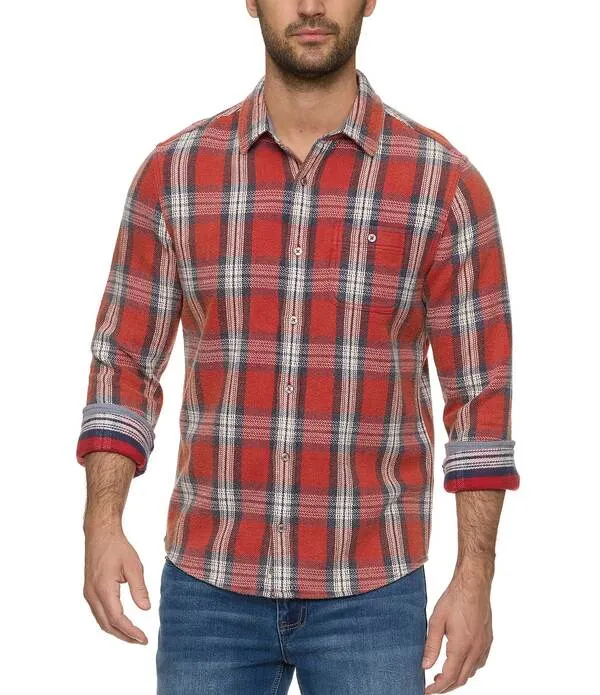 フラッグ アンド アンセム メンズ トップス シャツ Flag and Anthem Sheffield Plaid Long Sleeve Flannel Shirt Red/Navy/White ホワイト