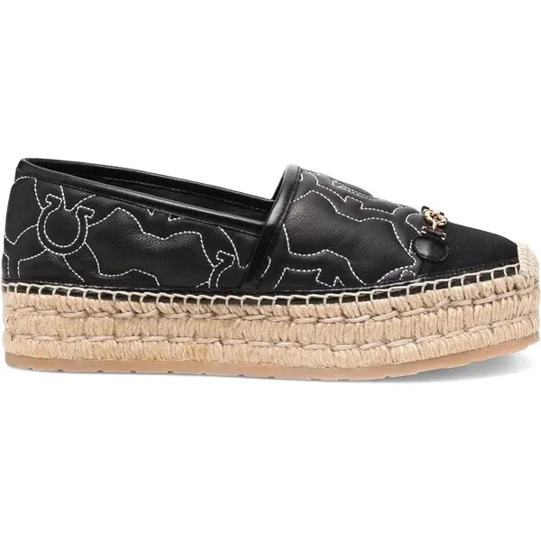 Ferragamo フェラガモ レディース スニーカー  【Ferragamo Gancini Logo-Embroidered Espadrilles Black (Women)】  サイズ US_9.5(26.5cm) Black