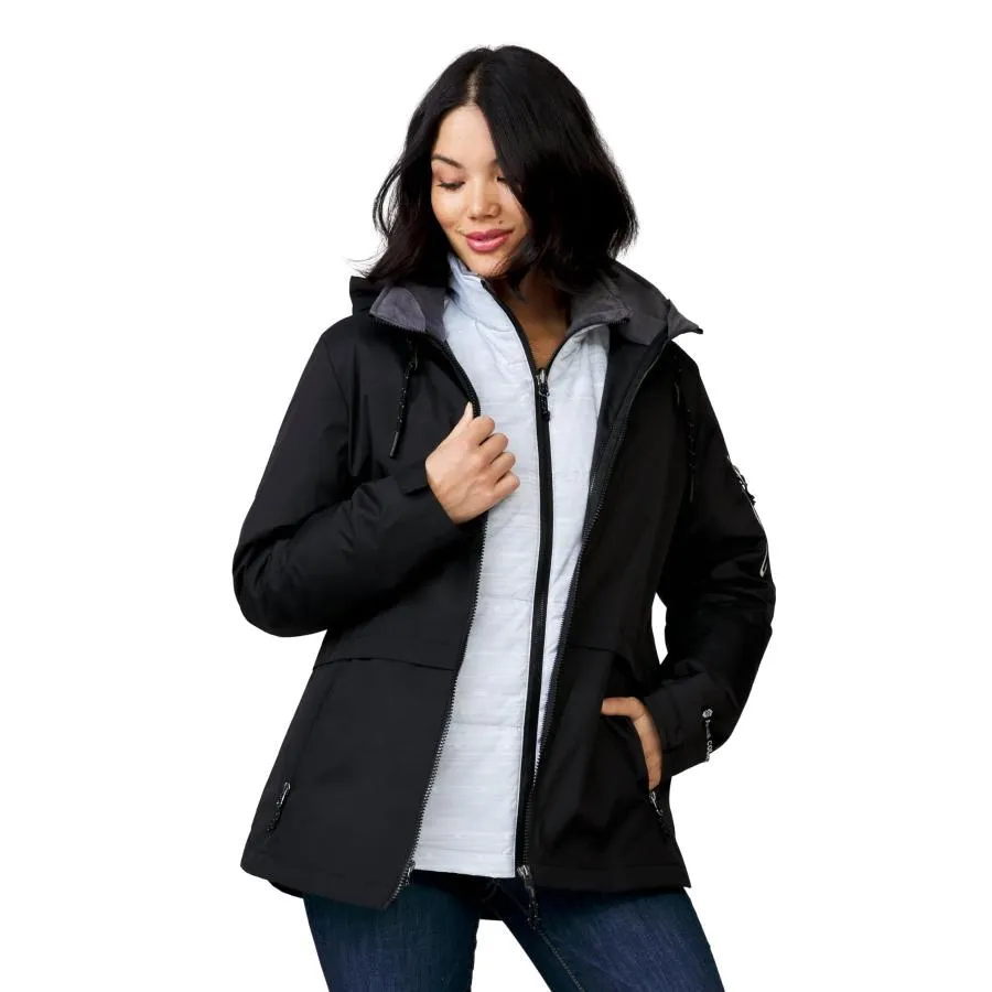 【並行輸入品】Free Country Women's All Weather 3 in 1 Systems Jacket Black L