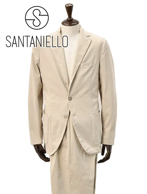 サンタニエッロ SANTANIELLO シングルスーツ メンズ セットアップ ストレッチコットンツイル VL799MF ベージュ シングルジャケット×スラックス 国内正規品