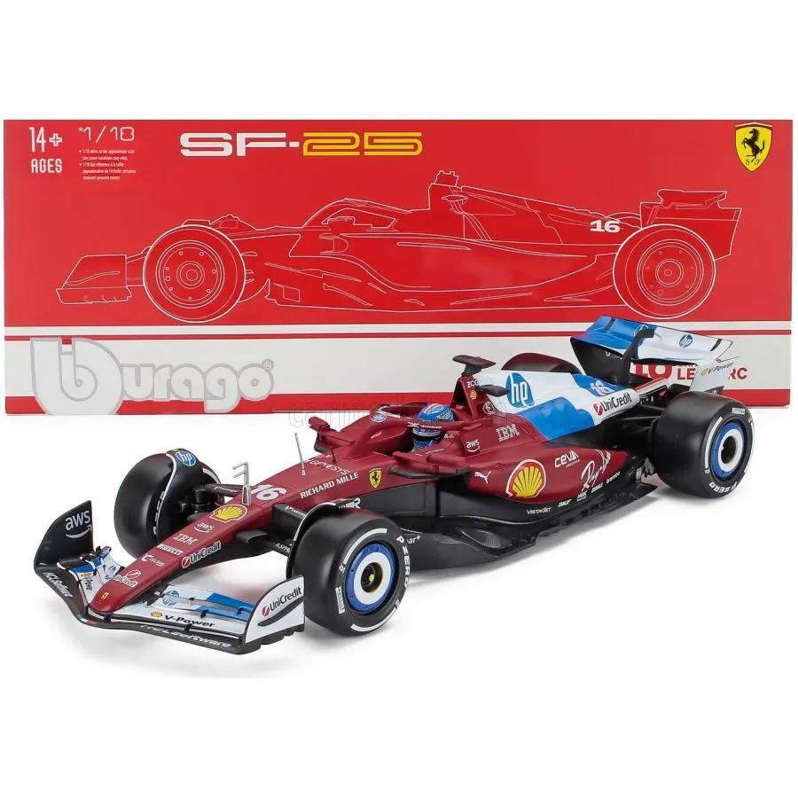 ＜予約品＞ Burago 1/18 Ferrari SF-25 MIAMI GP 2025 #16 Leclerc ケース付 フェラーリ ルクレール ブラーゴ ミニカー