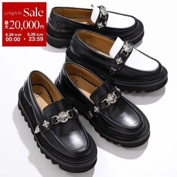 TOGA PULLA トーガ プルラ ビット ローファー Shark Sole Loafer AJ1243 レディース レザー シューズ メタル スタッズ 靴 BLACK