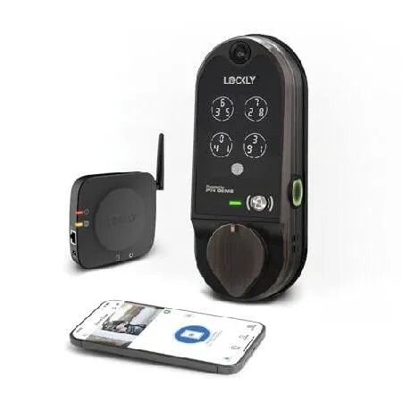 【並行輸入品】 Lockly Vision Smart Lock, HD Video Doorbell Smart Locks for Front Door, Fingerprint Door Lock, Touchscreen Keypad, App Control, No