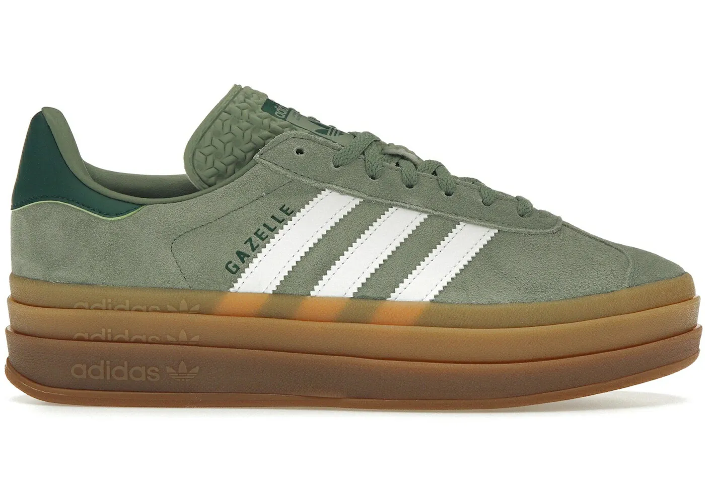 アディダス ガゼル 銀色 シルバー 緑 グリーン 白色 ホワイト スニーカー レディース ADIDAS GAZELLE BOLD SILVER GREEN GUM (WOMENS) / SILVER GREEN CLOUD WHITE