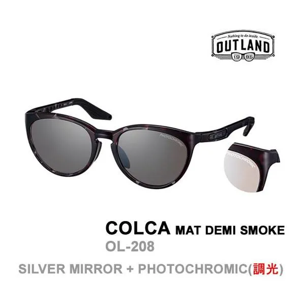OUTLAND サングラス COLCA MAT DEMI SMOKE  (調光)SILVER MIRROR + PHOTOCHROMIC OL-208  アウトランド 釣り フィッシング 爆買
