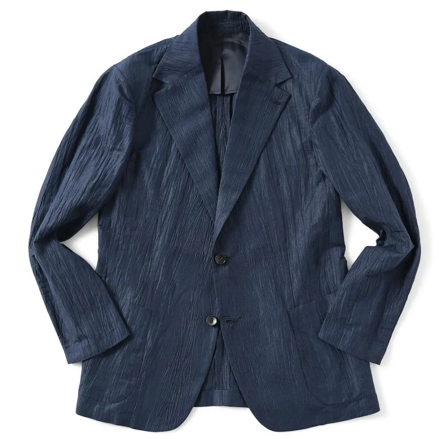Finjack フィンジャック コットン・リネン 楊柳 2B ジャケット SGS-TXJ005 NAVY