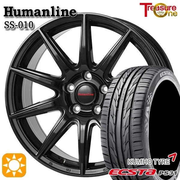 サマータイヤ ホイール4本セット 215/60R16インチ 5H114.3 ヒューマンライン SS010 BK クムホ エクスタ PS31