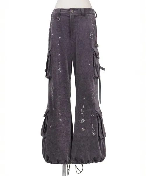 パンツ rurumu:/ルルムウ/flower studs corduroy pants レディース