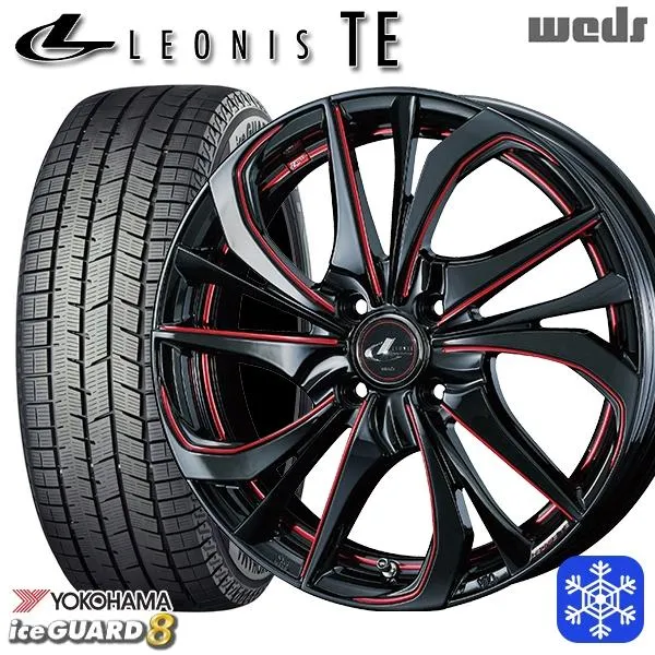 165/65R15インチ ヨコハマ アイスガード IG80 4H100 スタッドレスタイヤホイール4本セット ウェッズ レオニス TE BK/SC