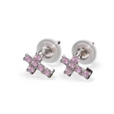 クロス プラチナ900 ピンクサファイア 9月の誕生石 ジュエリーピアス