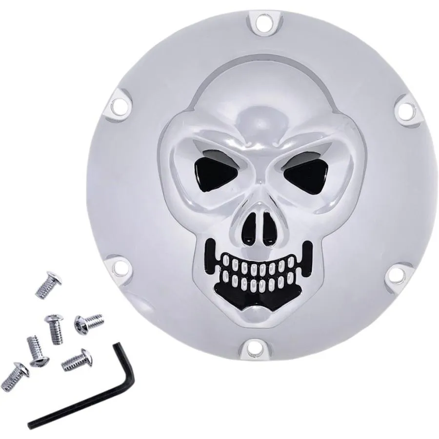 Drag Specialties ドラッグスペシャリティーズ Chrome 3-D Skull Derby Cover［1107-0631］ HARLEY-DAVIDSON ハーレーダビッドソン クランクケースカバー