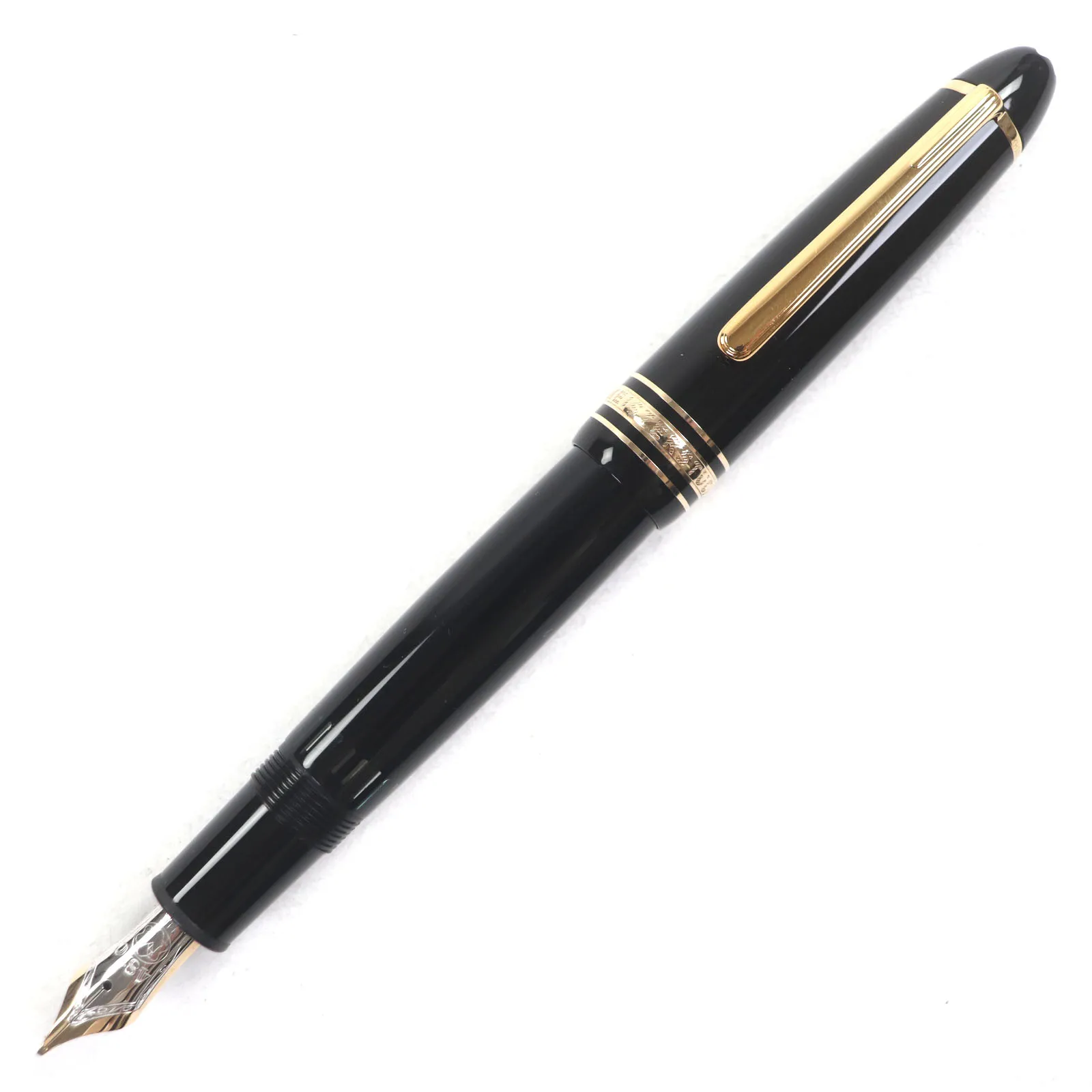 極美品▼MONTBLANC モンブラン マイスターシュテュック ル・グラン ペン先14K Mニブ ホワイトスター 万年筆 ブラック ゴールド ドイツ製 メンズ【中古】