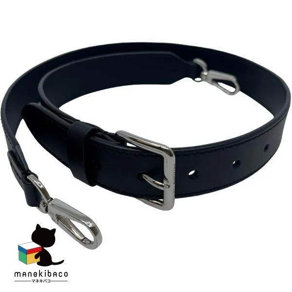 ルイヴィトン LOUIS VUITTON ブラック ショルダーストラップ バッグストラップ レザー 黒 ブラック シルバー金具 ランクA 小物 【中古】