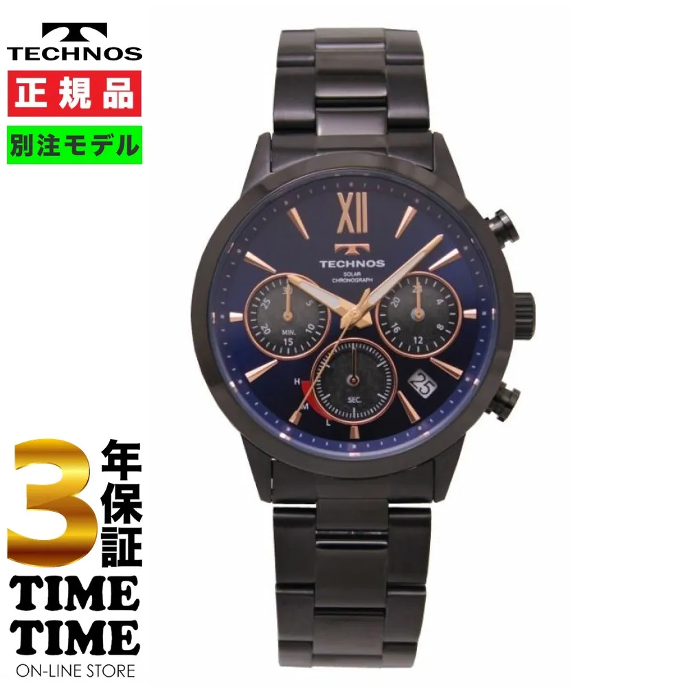 【ファッション対象ストア！10％クーポン付】TECHNOS テクノス 腕時計 メンズ ソーラー クロノグラフ ブルー/ブラック タイムタイム 限定モデル TT4B17BN 【安心の5年保証】