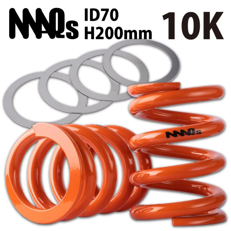 MAQs ID70 H200mm 10K 2本 ステンレス スラストシート 4枚 送料無料 直巻 直巻き スプリング バネ 車高調