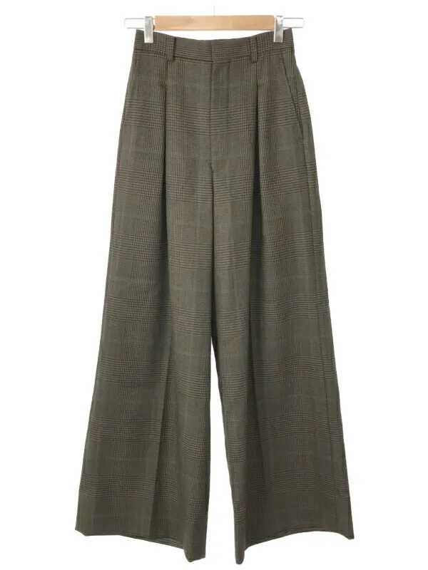 JOHN LAWRENCE SULLIVAN ジョン ローレンス サリバン 23AW チェック柄 ウールワイドルーズスラックスパンツ 2D013-0117-09 ブラウン M 【中古】 IT9JAW5QSQYK