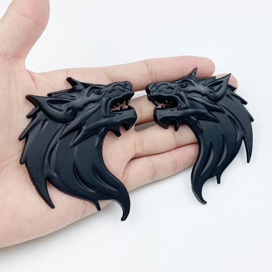 【並行輸入品】2 PCS in Set Wolf Head Decorations Badge Emblem   for Car Side/R