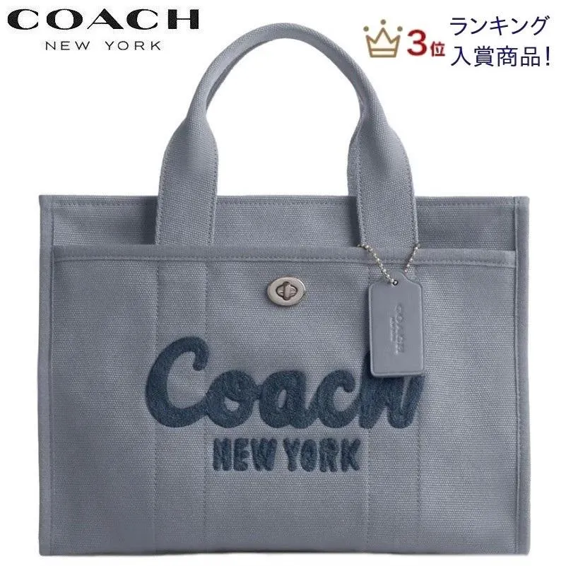 コーチ COACH バッグ CP158 2024春新作 トートバッグ ショルダーバッグ 2WAY 斜め掛け クロスボディ キャンバス カーゴ トート スレート ブルー 正規品