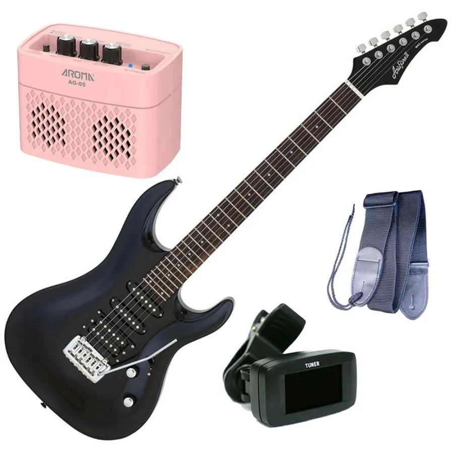 AriaProII エレキギター MAC-STD MBK＋チューナー＋ギターストラップ＋AG-05 PK