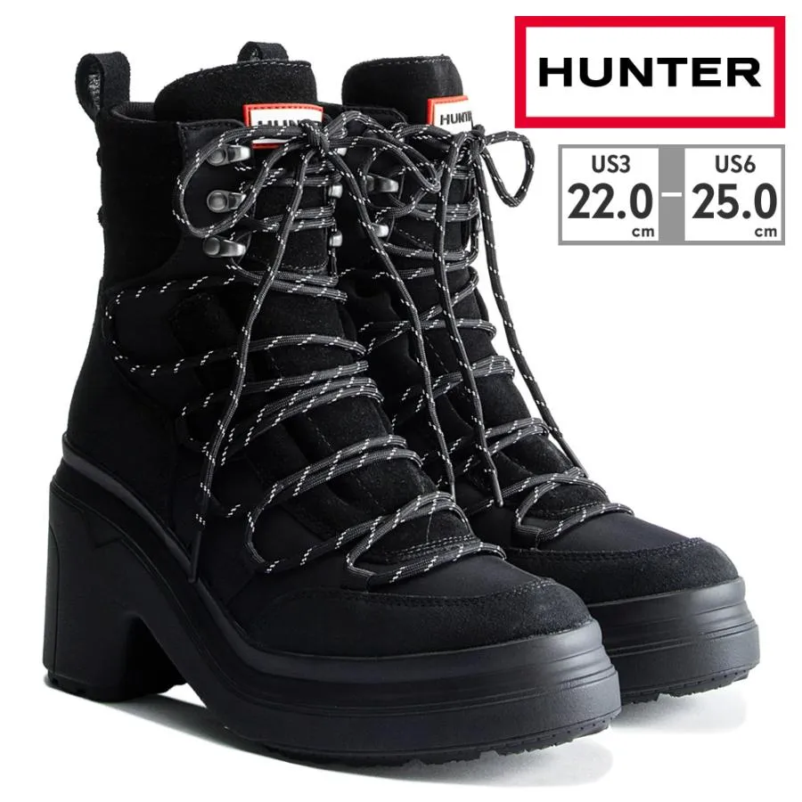HUNTER 国内正規品 ブーツ レディース エクスプローラー ミッド レースアップ レザー ヒールブーツ WFP1108LNY ハンター W