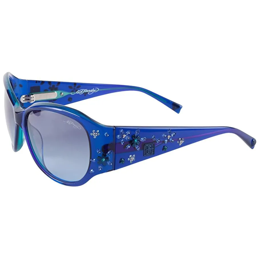 【並行輸入品】ED HARDY Sakura Flower Blue Sunglasses with Leather Case