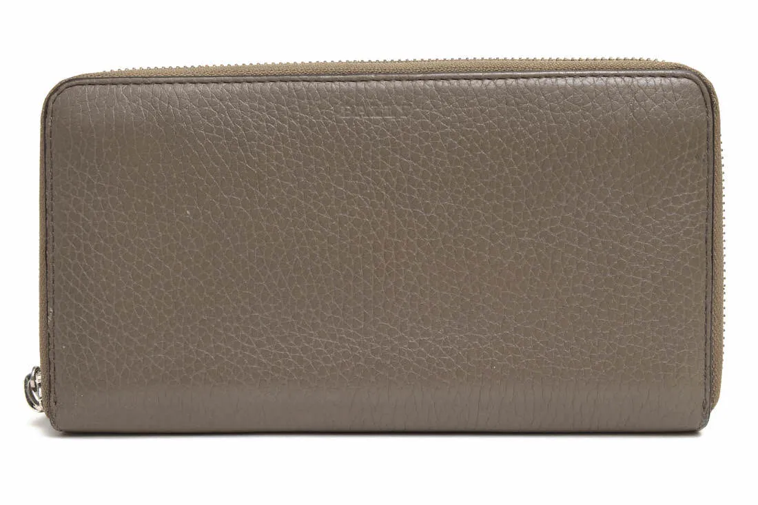 BALLY 長財布 バリー SELEN.GG.PJ 牛革 カーフ  小銭入れあり シボ革 シュリンクレザー ラウンドジップ ラウンドファスナー 【中古】