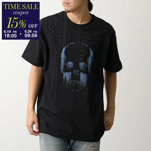 lucien pellat-finet ルシアンペラフィネ Tシャツ EVU 2360 223-14454 293-14404 メンズ 半袖 カットソー コットン クルーネック スカル BLACK