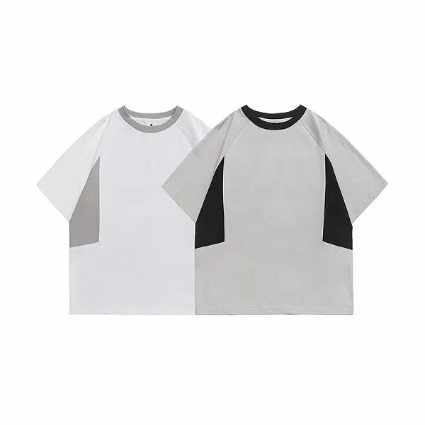 P17950 春夏新作 半袖 ヴィンテージ ラウンドネック Tシャツトッブス 快適な着心地 メンズ スプライス