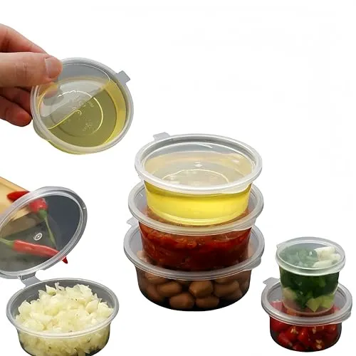 ソースカップ 1000個 ディップソースカップ ソース入れ 醤油 使い捨てソースカップ 蓋付き 25ML/35ml/50ML ミニ 半透明 プラスチック レストラン ソース 薬味 使い捨て 持ち帰り 業務用 (25ml 1000個) [並行輸入品]