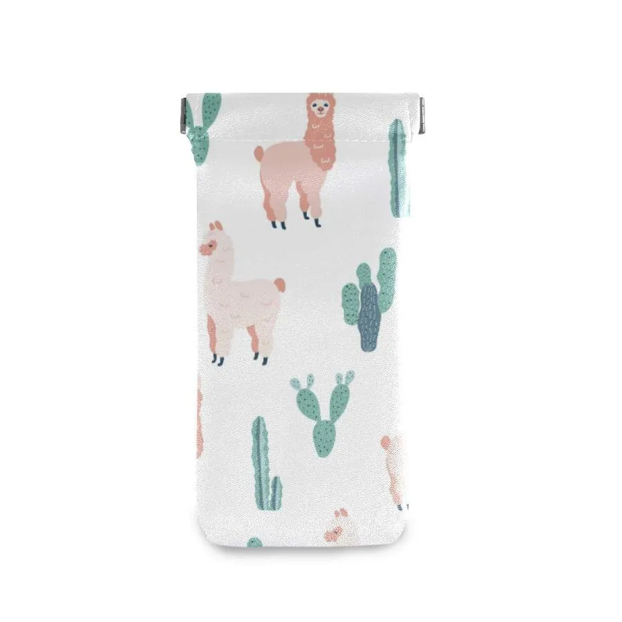 【並行輸入品】MOYYO Cute Llama Alpaca Green Cacti Eyeglass Pouch Squeeze Top P