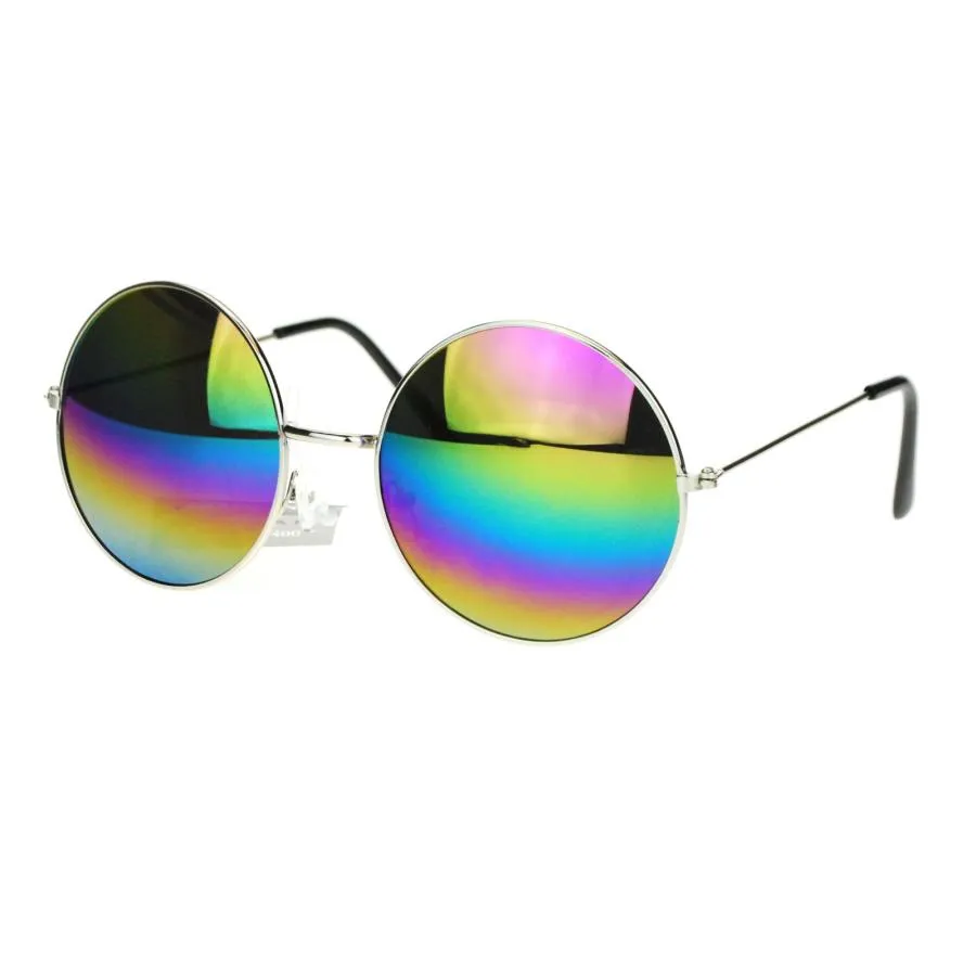 【並行輸入品】PASTL レディース カラー: シルバー Rainbow Mirror Lens Round Circle Metal Fram