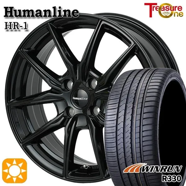 サマータイヤ ホイール4本セット 165/55R14インチ 4H100 ヒューマンライン HR01 BK ウィンラン R330