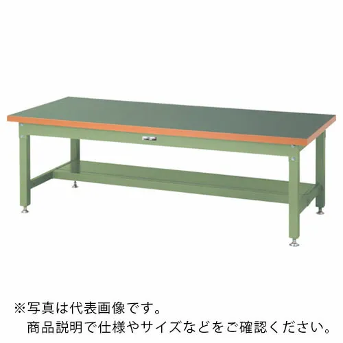 ヤマテック ( 山金工業 ) 重量作業台 ワークテーブル スーパータイプ 塩ビシート天板 半面棚板1枚付 W1800×D900×H600mm ヤマテックグリーン ( SSRL-1890T-GG ) 【メーカー取寄】