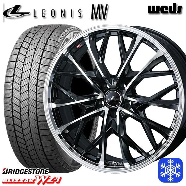 4/17〜19 P10倍 215/65R16インチ ブリヂストン ブリザック WZ-1 WZ1 5H114.3 スタッドレスタイヤホイール4本セット ウェッズ レオニス MV PBMC