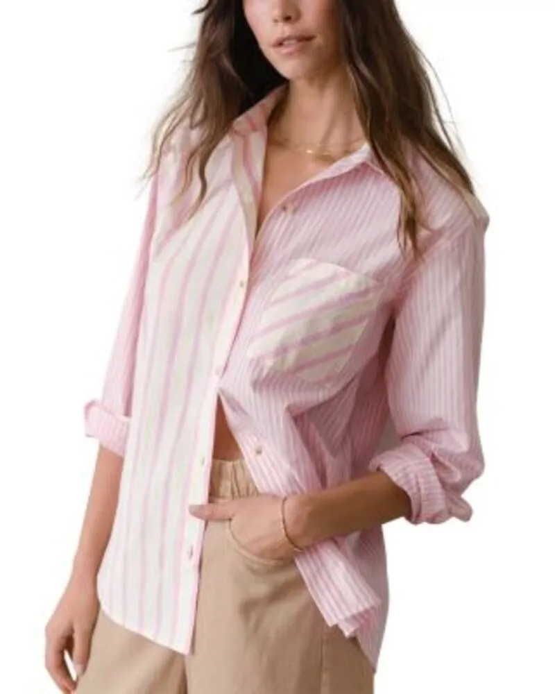 マリーン レイヤー レディース トップス シャツ Marine Layer Jane Relaxed Shirt Pink Stripe ピンク