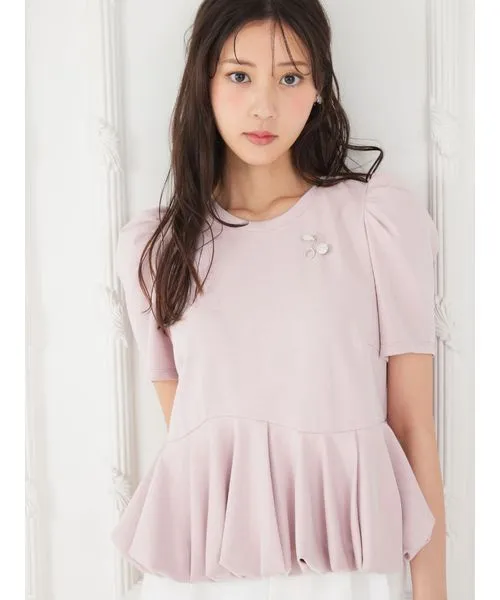 tシャツ 「洗える」「WEB・一部店舗限定カラー」バルーンヘムアシンメトリーポンチトップス レディース